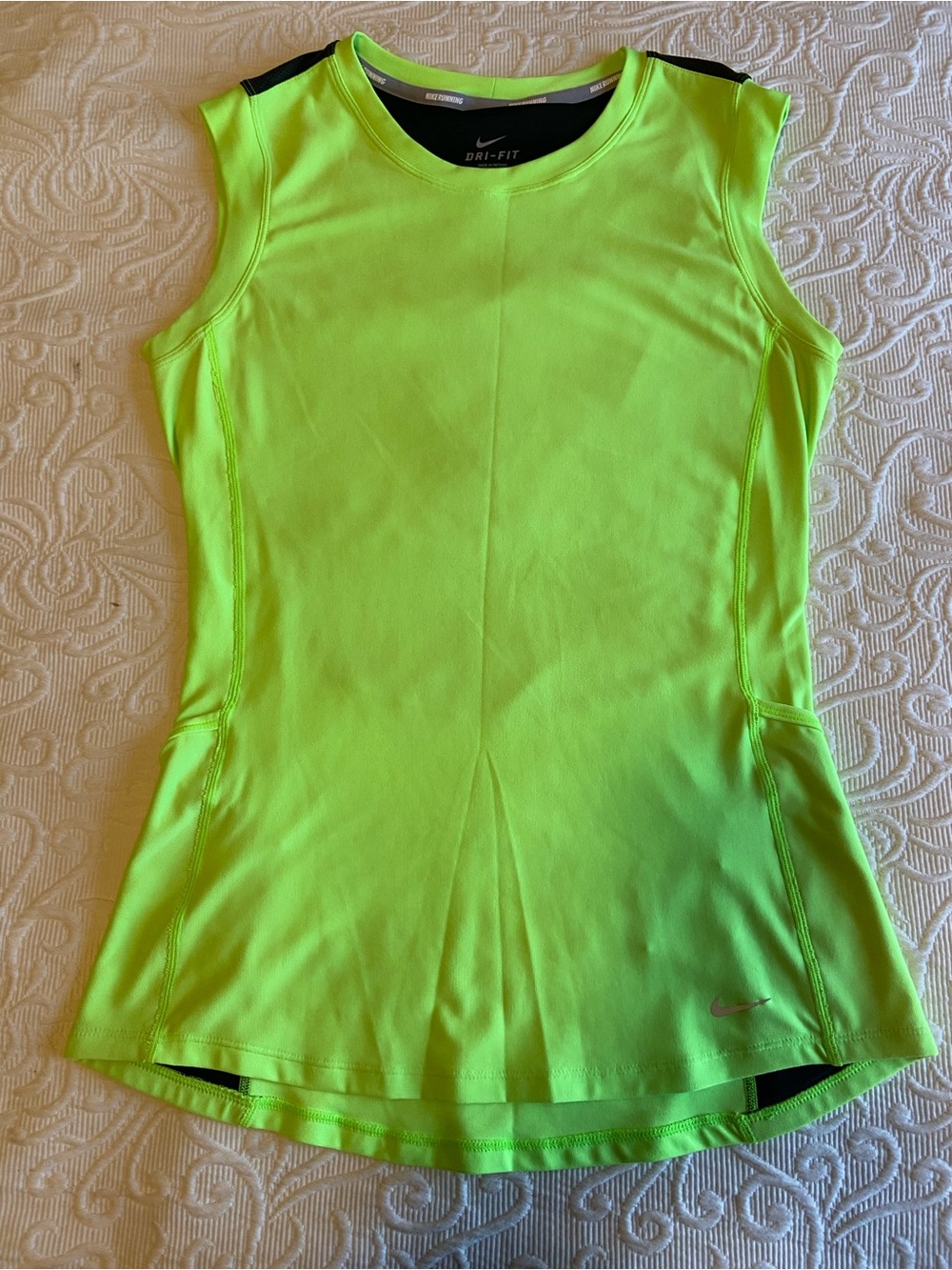 Nike Women's Neon Yellow Dri-FIT Tank Top with Black Accents